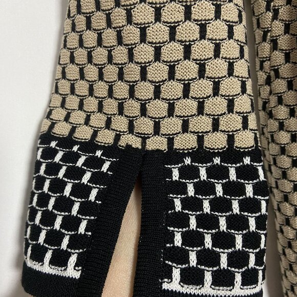Ming Wang Womens Medium Beige & Black Textured Knit Open Front Jacket - Picture 11 of 15